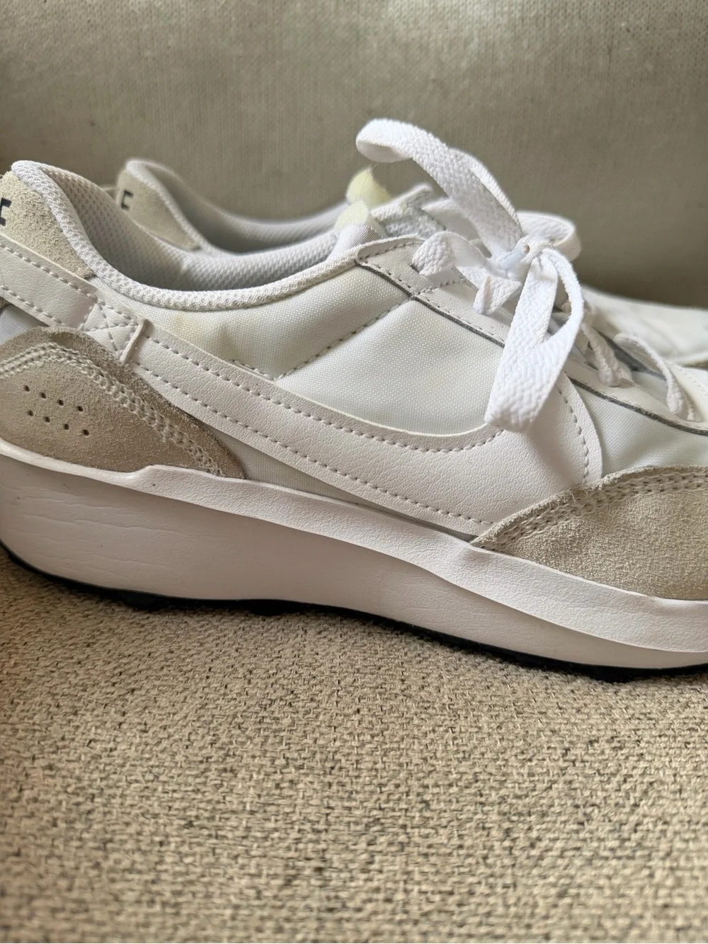 Nike Women's White and Beige Platform Sneakers